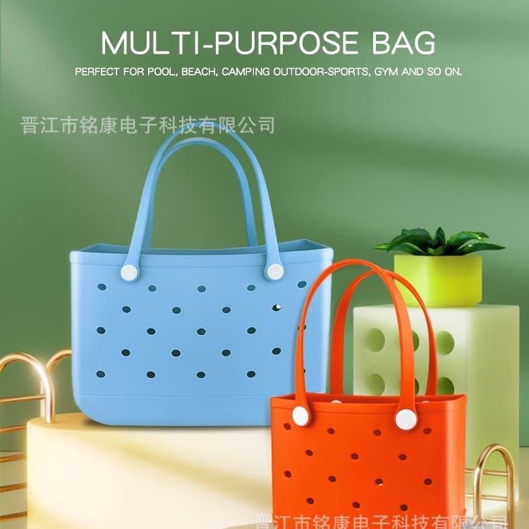 Eva Beach Bag, Hole-In-The-Wall Bag, Portable Handbag, Waterproof Travel Bag, Washable, Suitable for Sports, Beach, and Swimming Pool
