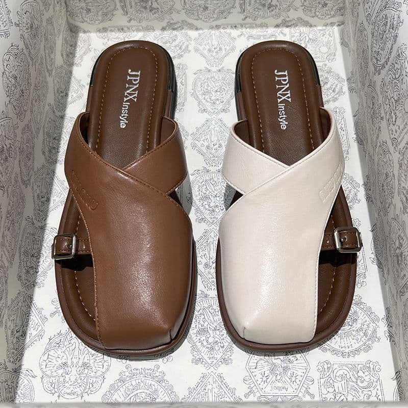 Daily Wear Closed-Toe Half Slippers for Women 2026 Summer French Style New Non-Slip Round Toe Versatile Slippers