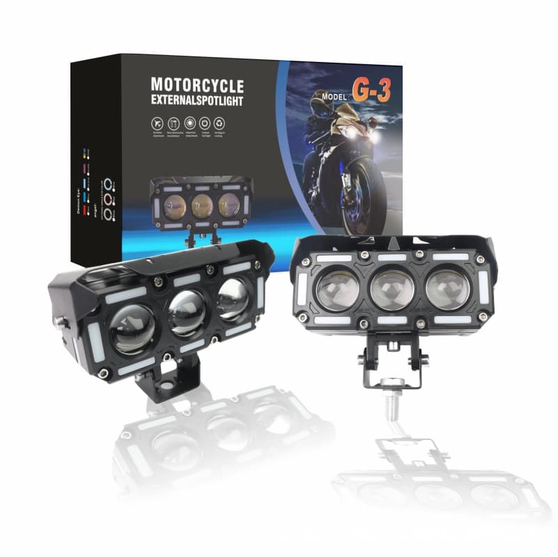 G3 Car & Motorcycle Spotlight Lens Fan Model, Two External Beads with Aperture, High Power 40W (High-power, High-frequency, White/Yellow Light)