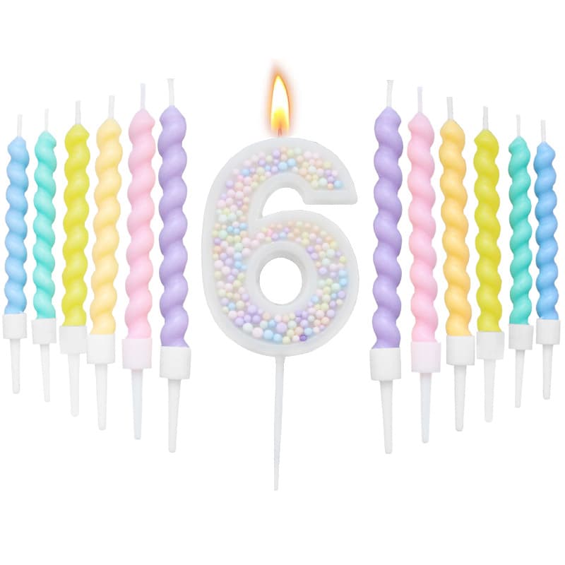 2026 New Cross-border Macaron Colored Small Ball Number 0-9 Candles Baking Colorful Spiral Candle Set