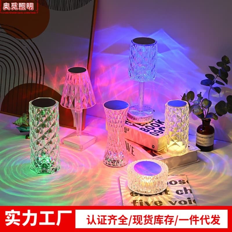 Crystal Creative Pat Light Gift Internet Celebrity Diamond Night Light Restaurant Decoration Atmosphere Light Bedroom Table Lamp Night Light