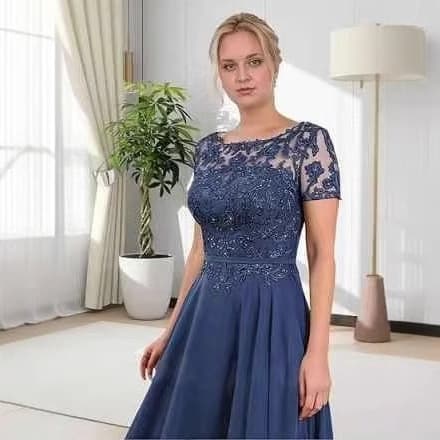 Cross-border new evening dress, western-style party dress, daily wearable 2026 new lace short-sleeved dress