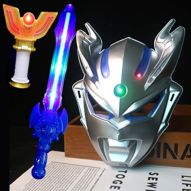 Ultraman Mask Children's Luminous Zero Jeddiga Galaxy Zeta Headgear Full Face Boy Toy Sword Set