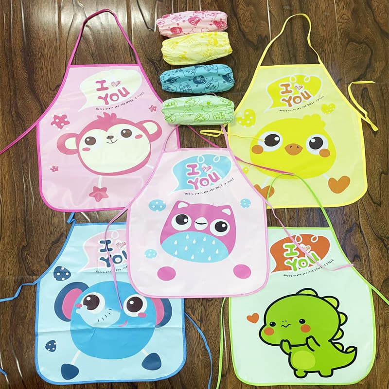 Children's Apron Painting Yiwu Cartoon Kids Drawing Clothes Waterproof Stock EVA Bib Apron Manufacturer