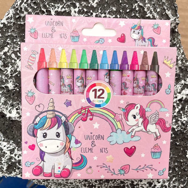 Children's Washable Crayons, 12 Colors, Creative Doodle, Non-Smudge, Mini Drawing Crayons for Kids and Students
