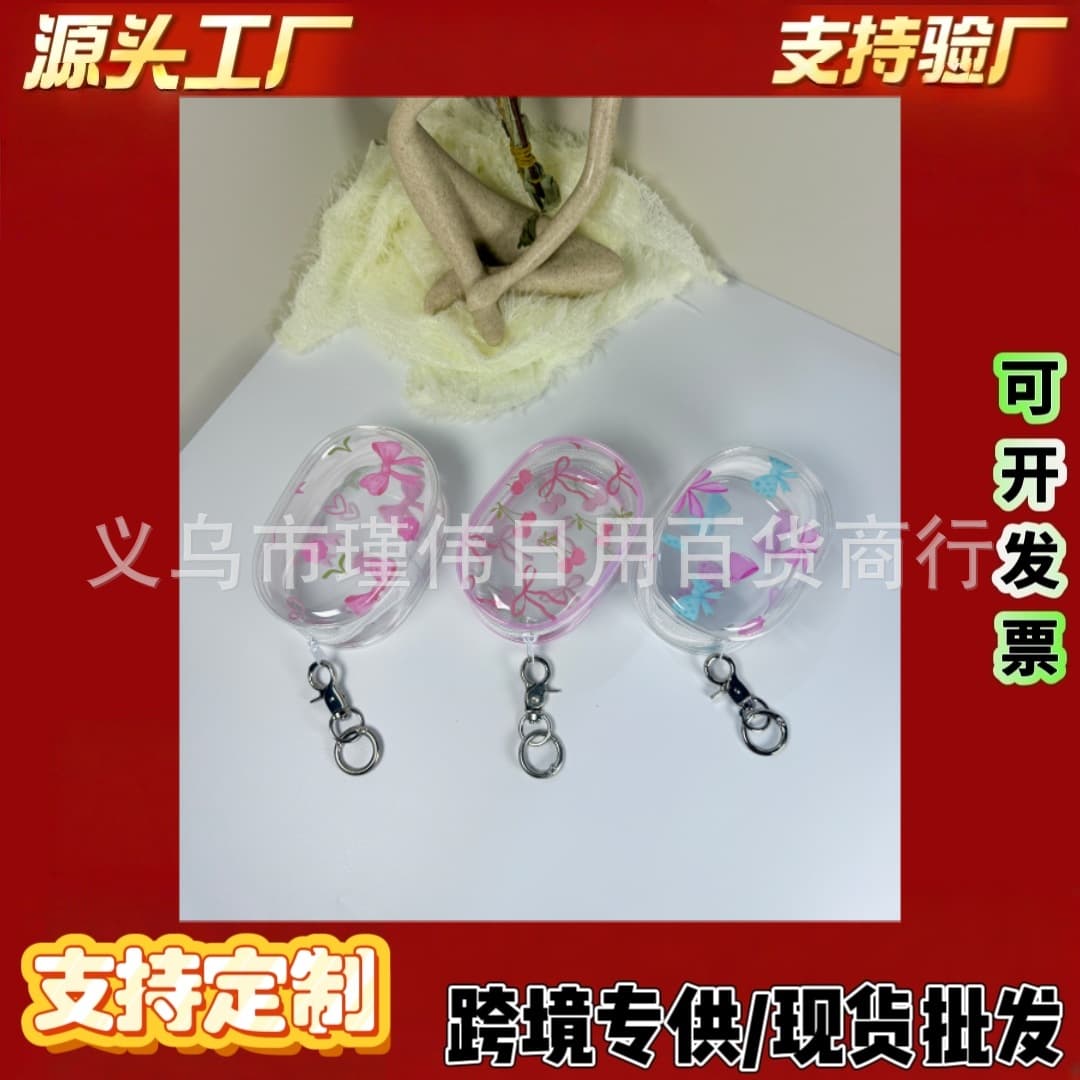 Pvc Transparent Printed Data Cable Storage Bag, Travel Charger Visible Multi-Purpose Organizer Portable Bag
