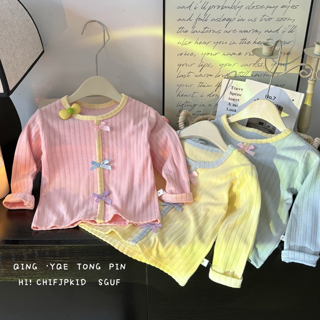 New spring and autumn children's base layer top with bow, Korean style, versatile, cute and sweet, wholesale.