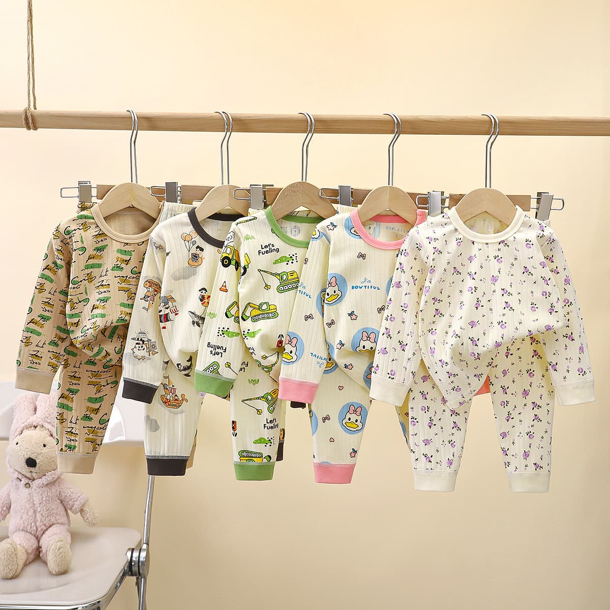 2026 New Style Kids' Homewear Set Pure Cotton Boys Girls Autumn Underwear Pajama Set Wholesale