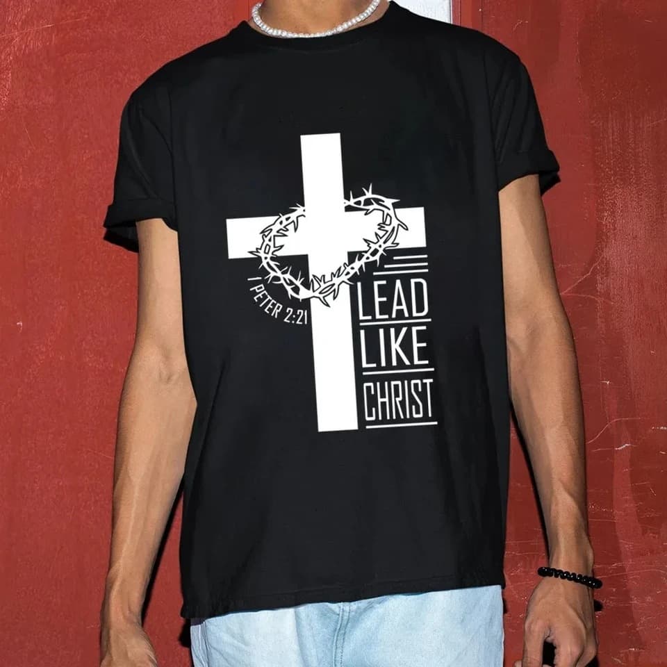 Lead Like Christ T-Shirt, Men, Women, Short Sleeve, Cotton, T-Shirt, Brand Shirt, Large