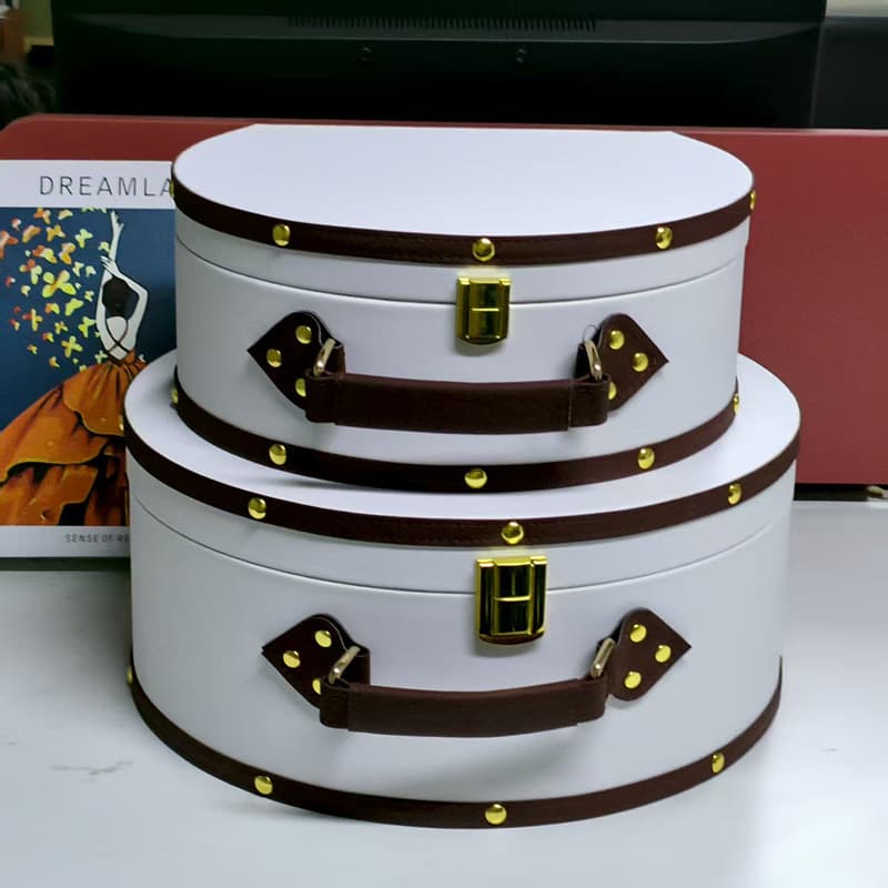 Leather Half-Round Handle Storage Box Showroom Closet Storage Box Wardrobe Display Stand Decorative Handle Box Ornament