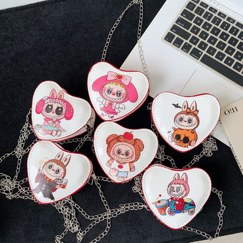 Cartoon Anime Boys and Girls Shoulder Bag Heart-shaped Baby Crossbody Chain Bag New Mini Children's Coin Purse
