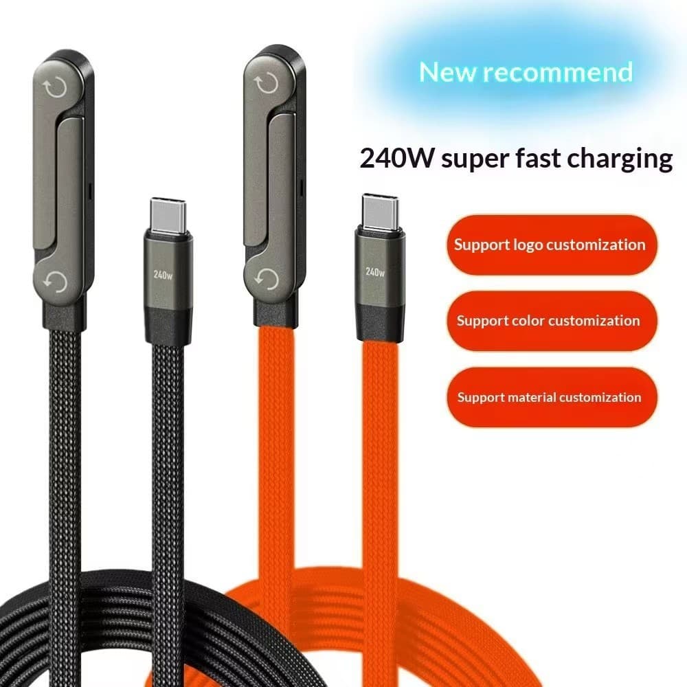 240W Stand Data Cable Right-Angle Foldable Data Cable Type-C 240W Fast Charging Universal Phone