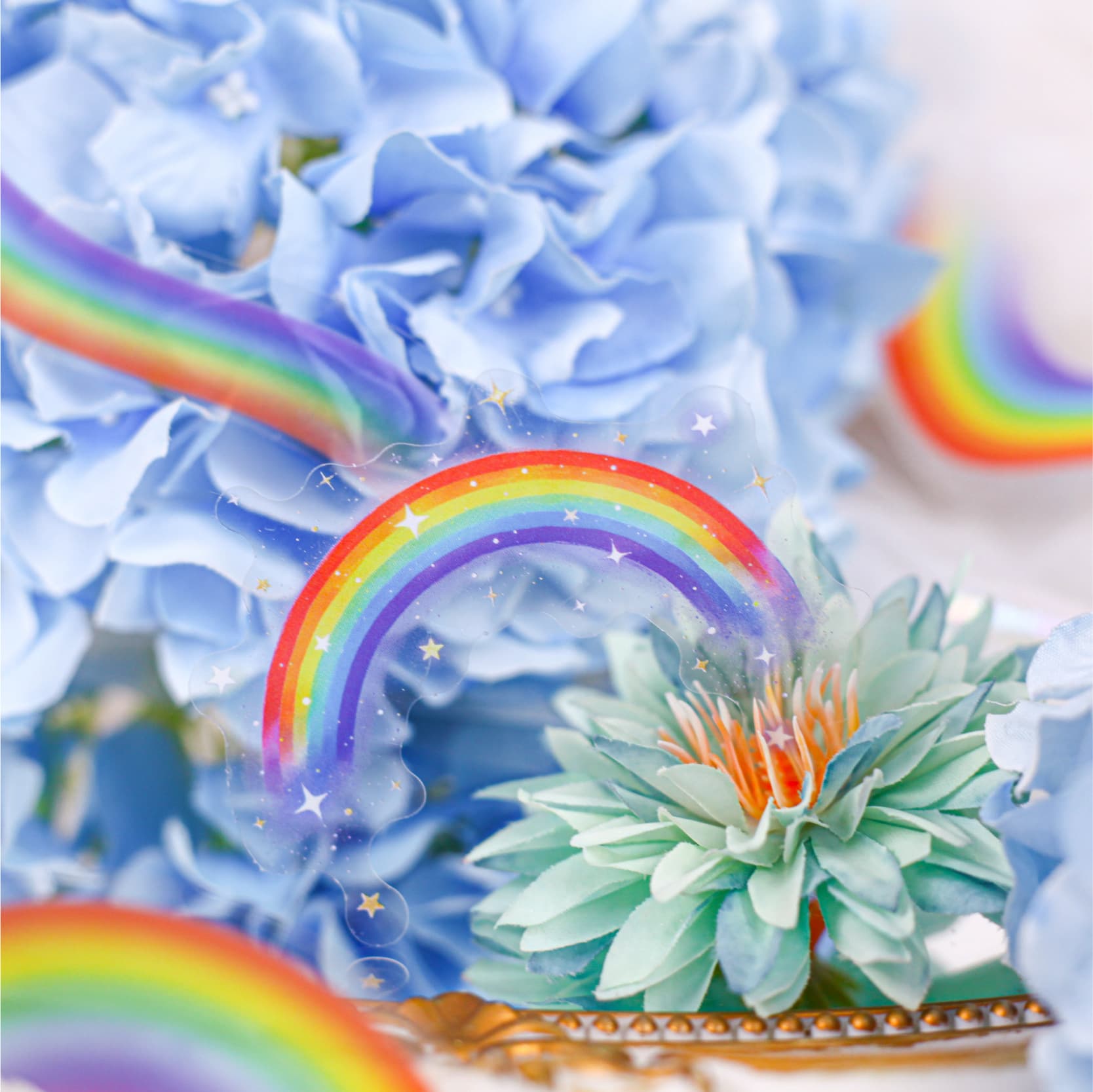 Retro Story PER sticker pack Rainbow series Rainbow theme DIY base collage decoration 16 pieces