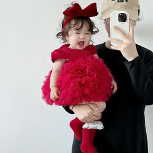Girl's First Birthday Princess Dress, Toddler Birthday Gown, Flower Girl Tutu Dress for Walk Shows