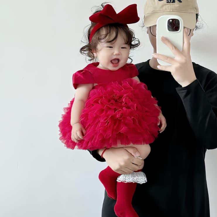 Girl's First Birthday Princess Dress, Toddler Birthday Gown, Flower Girl Tutu Dress for Walk Shows