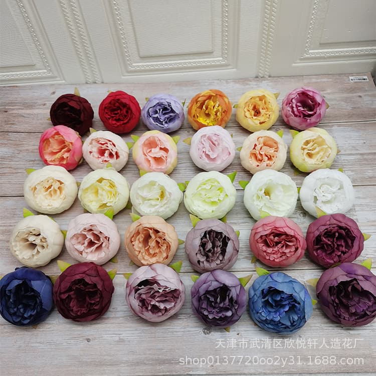Simulated Bud Peony Flower Head Wedding Silk Flower DIY Flower Arrangement Rose Head Export Large Decorative Fake Flower Flowers
