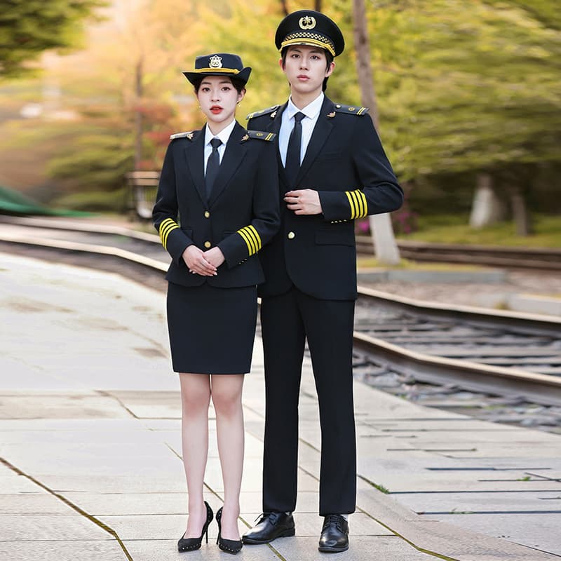 Unisex Professional Suit Set High-Speed Rail Driver Flight Attendant Security Work Uniform Railway Student Clothing