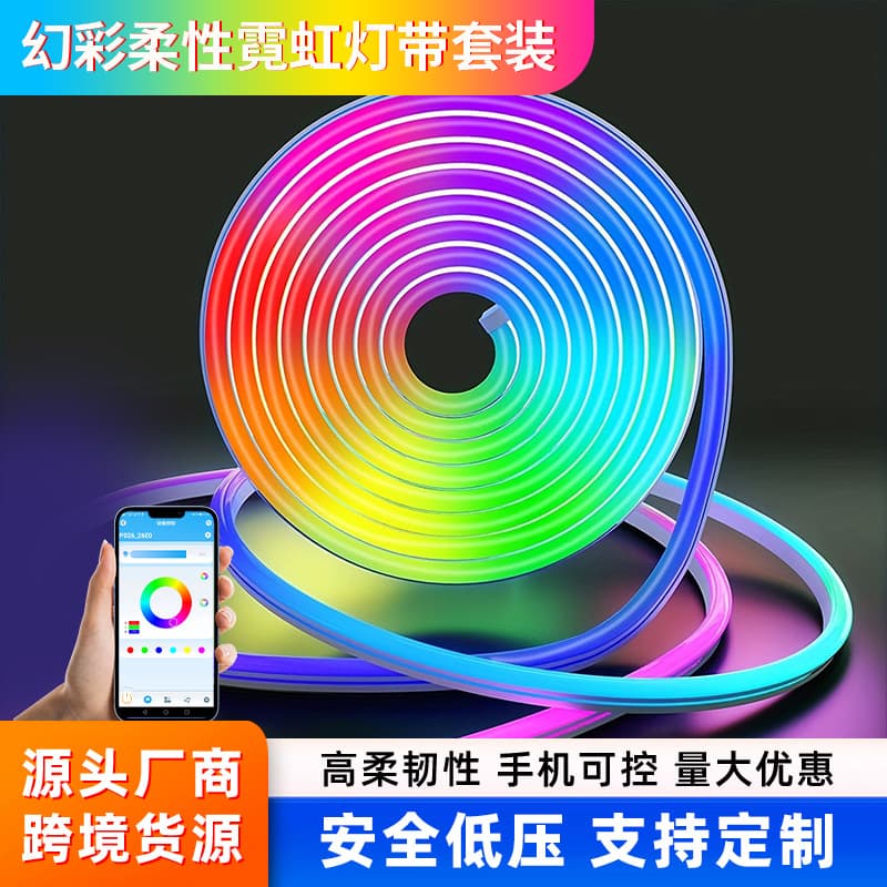 LED Flexible Strip Light 24V Neon Color-Changing Kit 612 Full-Color Bluetooth RGB Silicone 5V USB Decorative Ambient Light