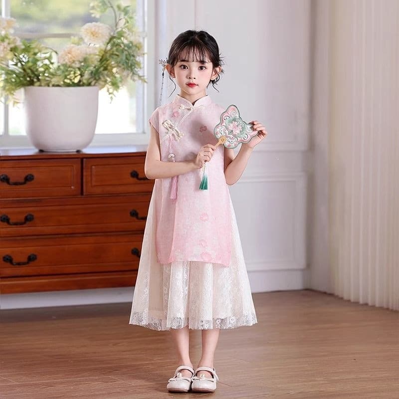 Girls' cheongsam dress Hanfu new summer children's dress Chinese ancient style princess Chinese dress
