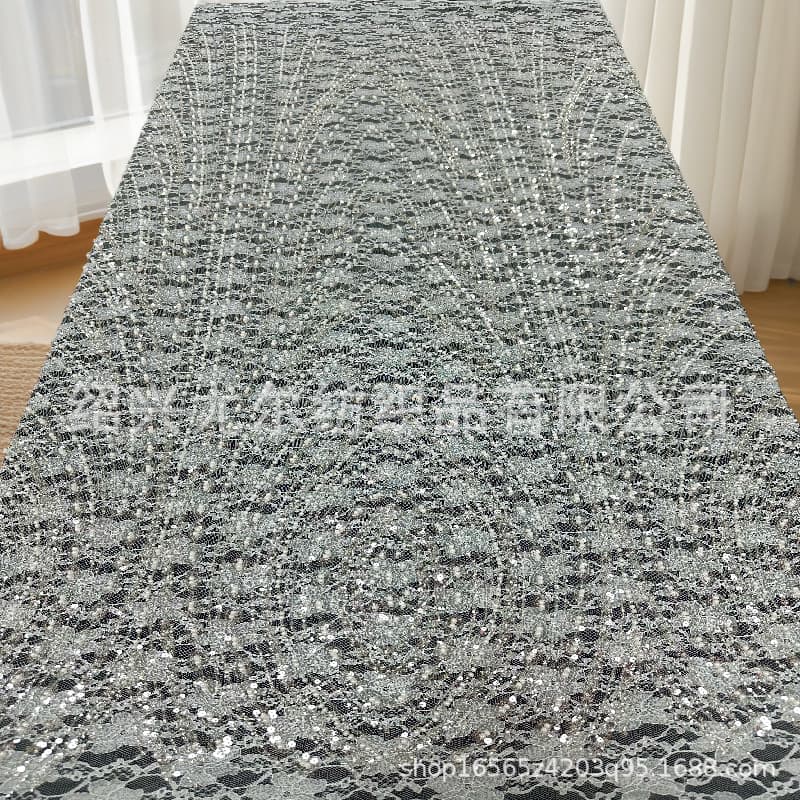 New large flower white lace wedding dress bead tube embroidery fashion dress embroidery fabric wedding dress