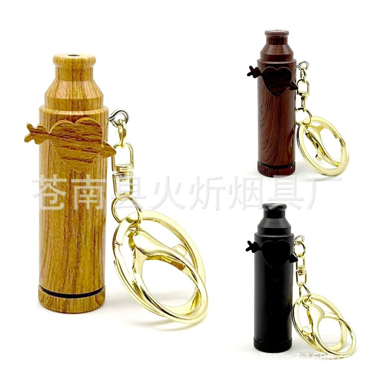 New metal bullet snuff bottle keychain aluminum cigarette holder medicine storage mini snuff bottle pipe heat transfer processing