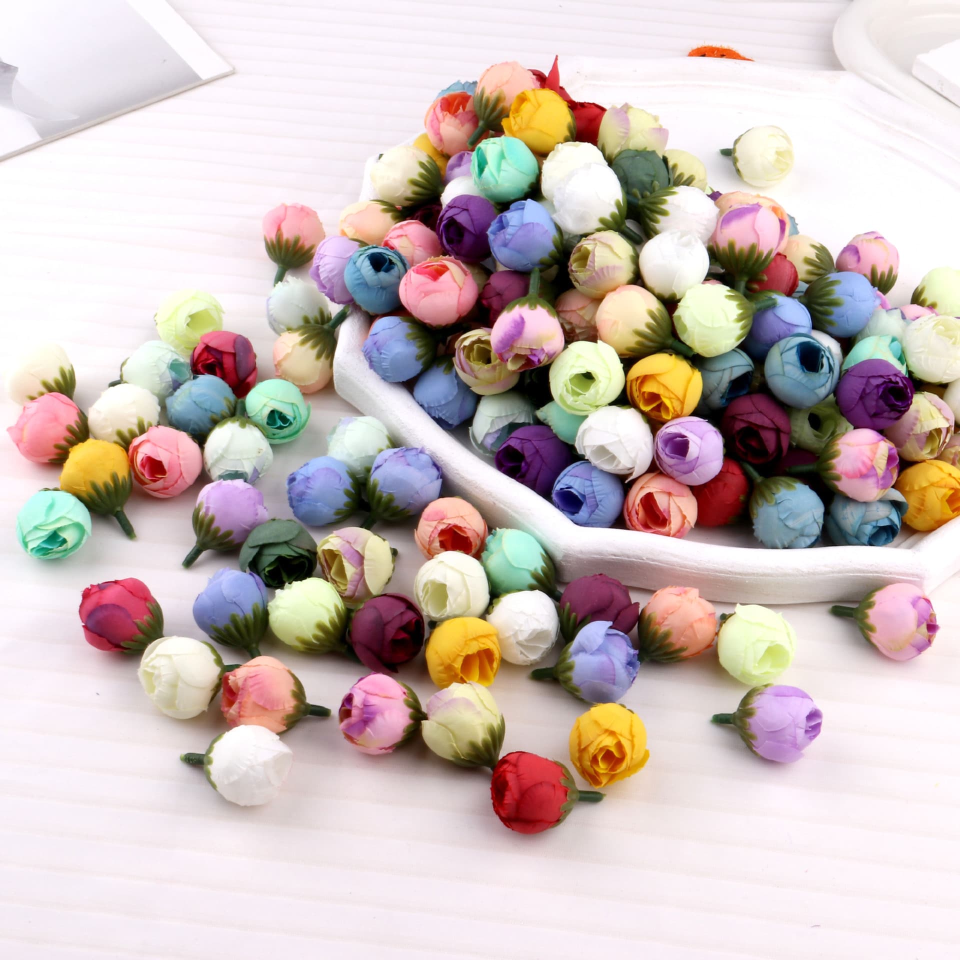Simulated rose buds for DIY production, small Q rose heads, opera camellia bud corsages/wrist flower accessories