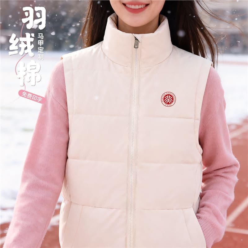 High-end down cotton vest workwear logo autumn/winter company group activity school teacher thickened vest