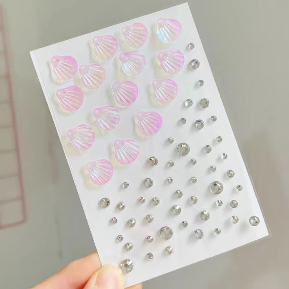 Shell Eye Makeup Sequins Mermaid Makeup Tears Rhinestone Eye Corner Face Stickers Children Fish Scale Vintage Portrait