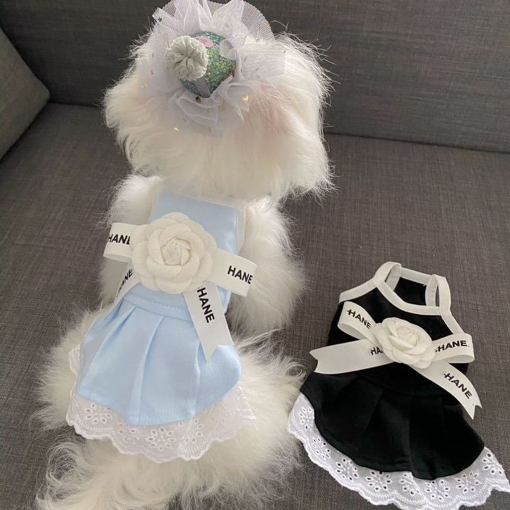 Chanel-style Cat and Dog Summer Thin Butterfly Knot Pet Vest Tank Top Princess Dress for Yorkie