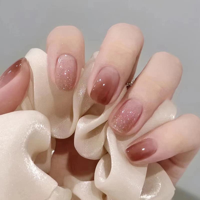 Gradient broken glitter simple short wear nail patch whitening natural fit manicure patch pure lust style fake fingernail patch