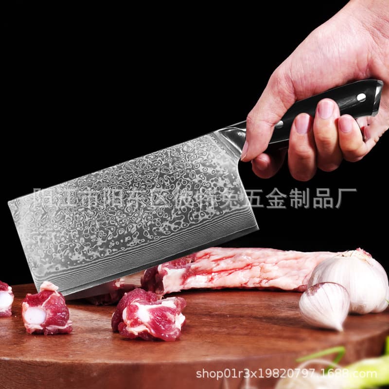 Damascus pattern stainless steel kitchen knife, chopper dual-purpose knife, home hotel chef knife, slice, meat and bone knife