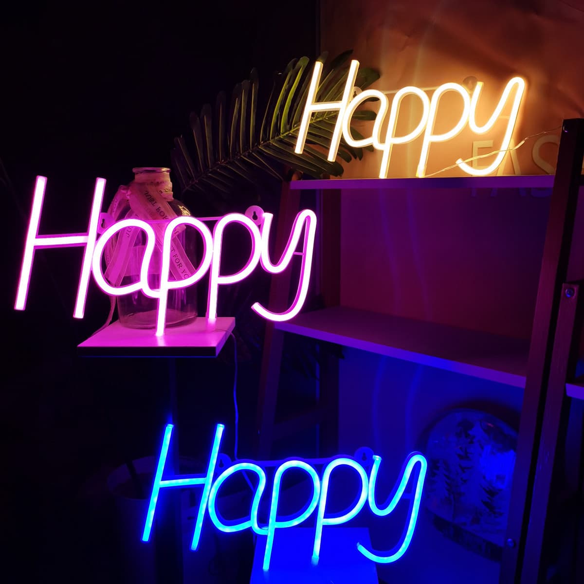 LED Letters Happy Neon Lights Wall Styling Colorful Lights Home Atmosphere Lights Holiday Party Bar Room Decoration