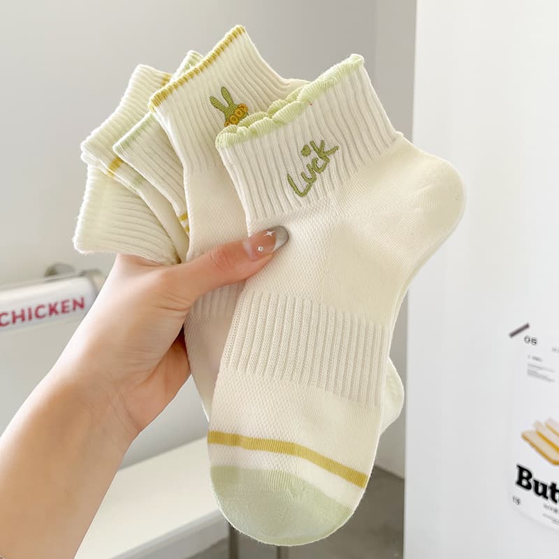 Zhuji Short Tube Women's Socks Summer White Socks Cotton Trendy Ins Short Socks Sports Thin Mesh Boat Socks Cotton