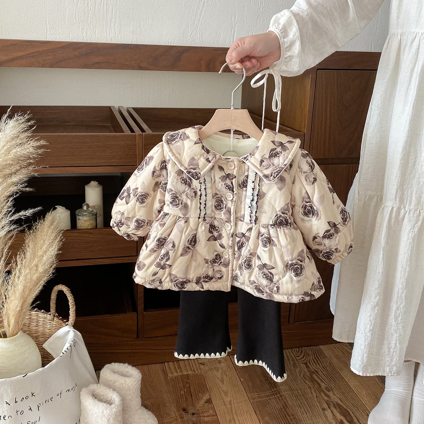 Dianxi 2026 New Fall/Winter Infant & Toddler Girls' Padded Thickened Shirt and Jacket Set with Cardigan and Pants Two-Piece Outfit