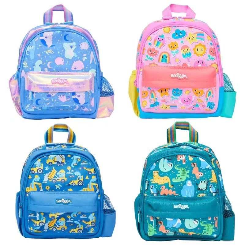 Australian Smiggle school backpack, medium size for elementary students, lightweight ergonomic design, toddler and kindergarten kids backpack