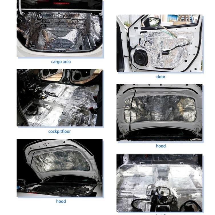 Car Heat Insulation Soundproof Mat 5mm 10mm Thick Aluminum Foil Insulation Cotton for Car Doors and Engine Hood Cross-border Supply