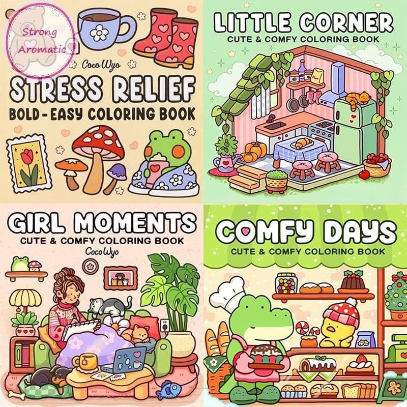 In Stock Cross-Border Coloring Book for Adults and Teens, Cozy Spaces Coloring Book, Bold and Simple Coloring Book