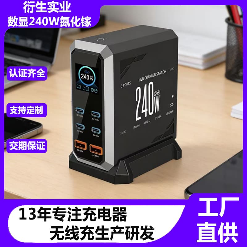 Spot digital display 240W gallium nitride fast charging head mobile phone laptop PD140W multi-port charger super fast charging