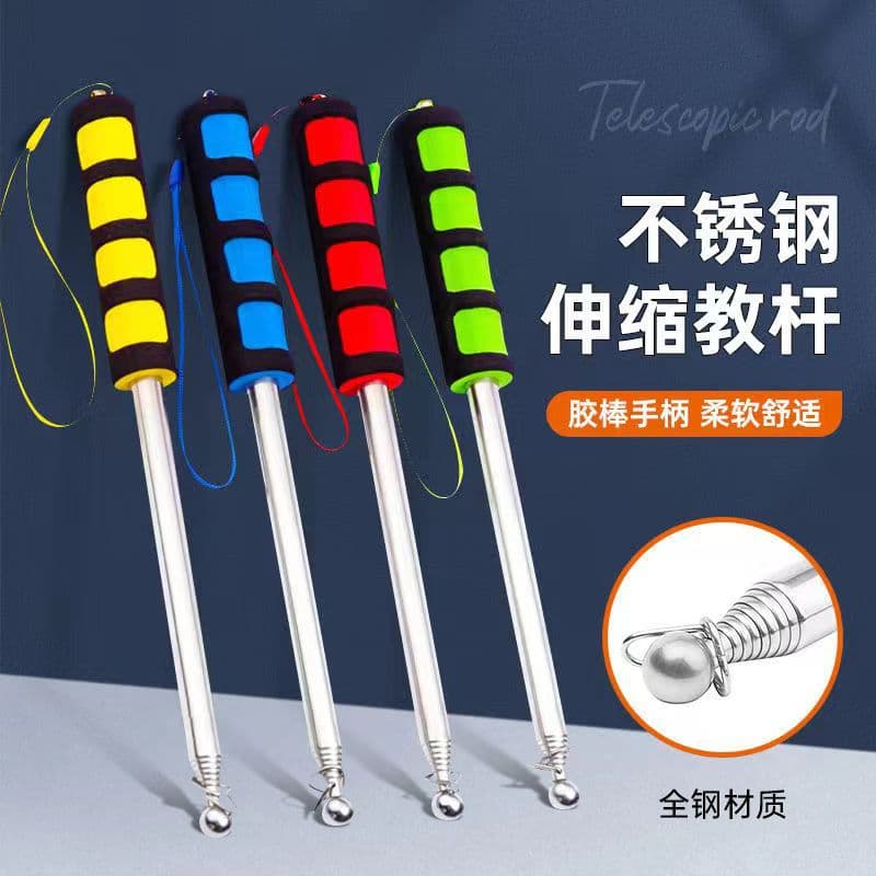 Source factory stainless steel sponge sleeve telescopic flagpole 1m 1.2m 1.6m 2m pointer tour guide flagpole wholesale