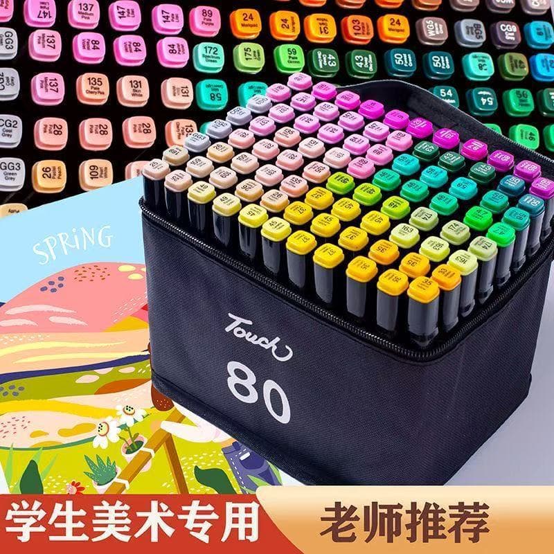 Touch Oil-Based Markers 24 Colors Art-Grade for Kids 36/48 Colors Dual-Tip Watercolor Pens for Elementary Students Drawing