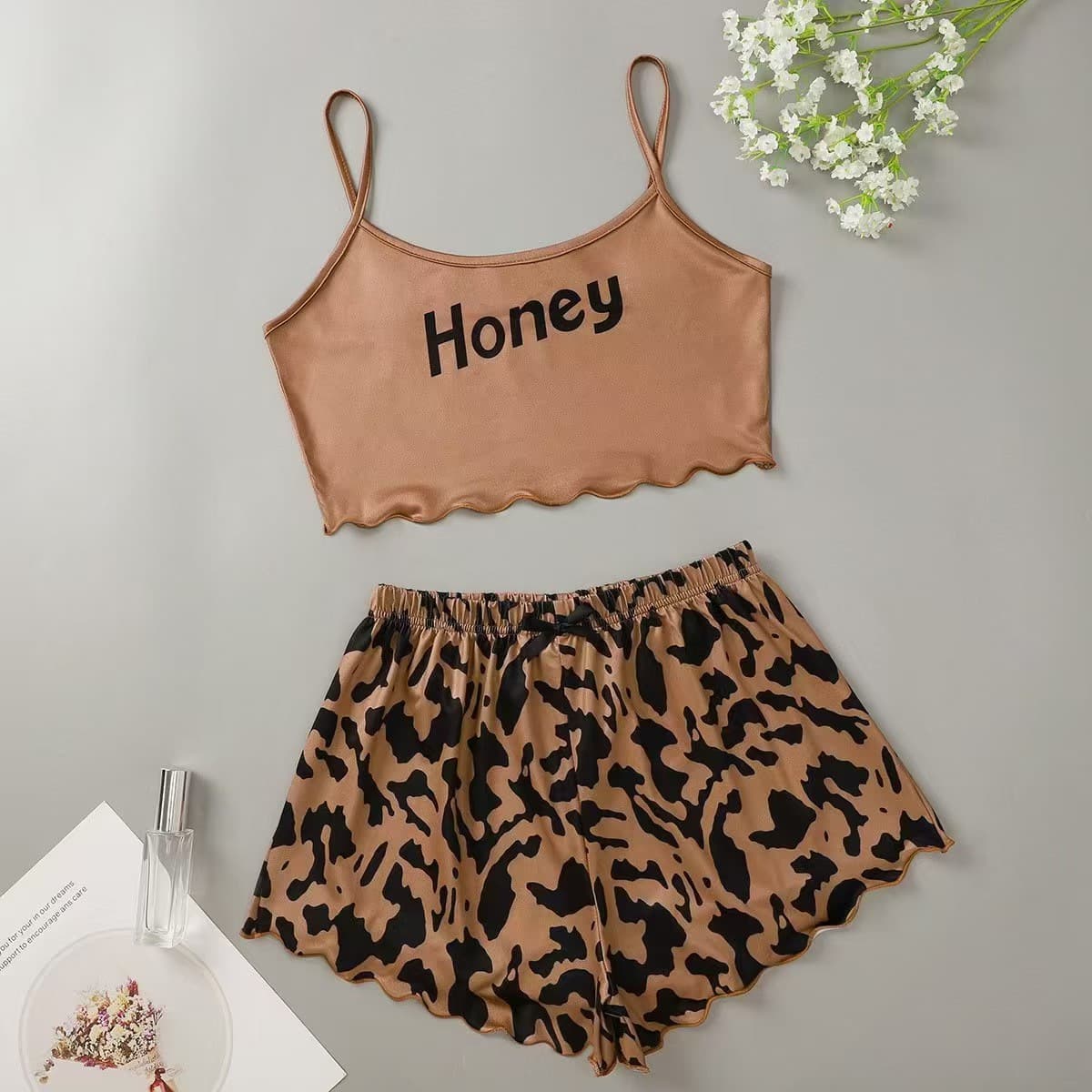 2025 Women's Pajamas Summer Thin Fashion Sweet Cute Two-Piece Camisole Sexy Homewear Factory Direct