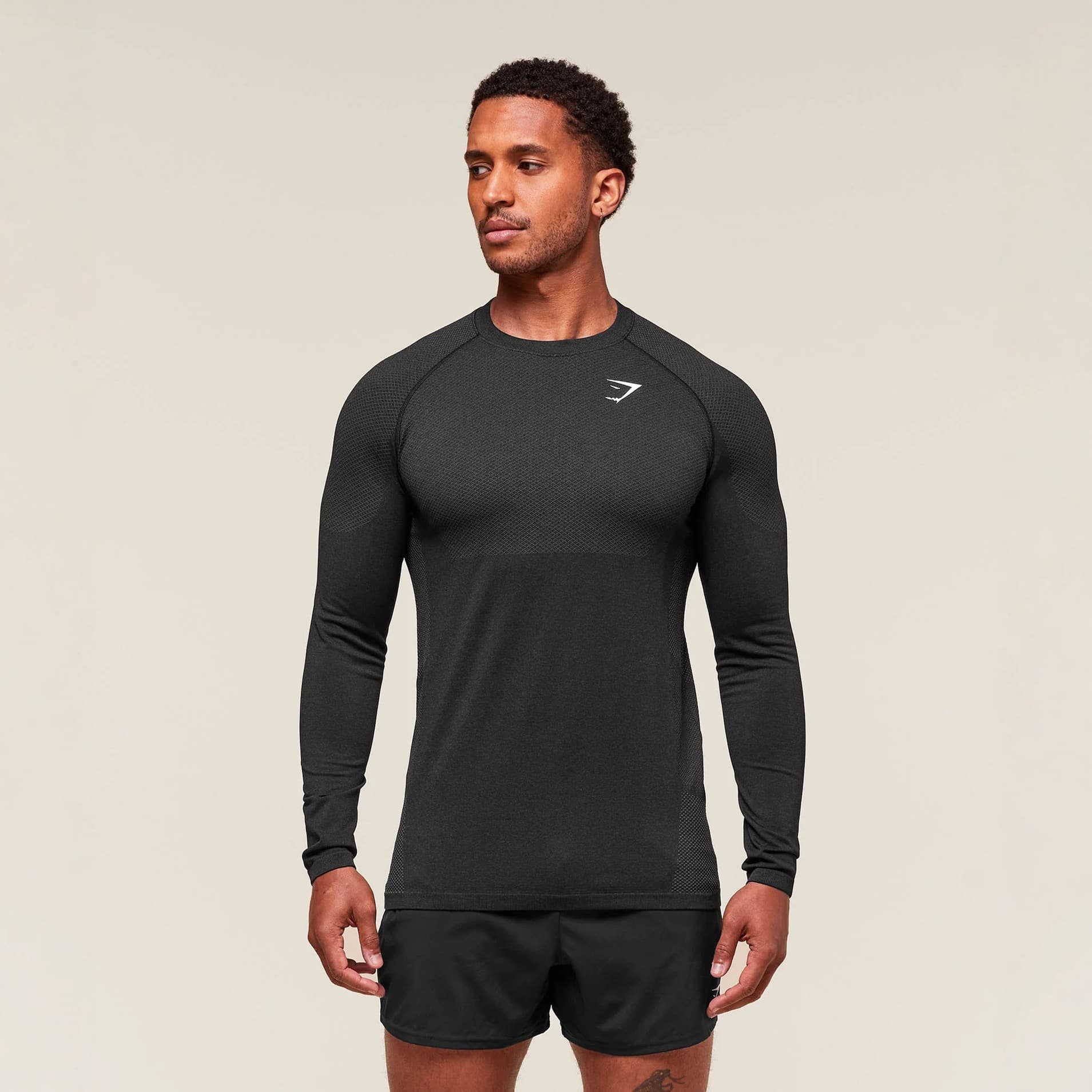 Amazon Foreign Trade Men's Compression Shirt GYMSHARK Sports Fitness Running Training Apparel Elastic Printed Long-Sleeve T-Shirt