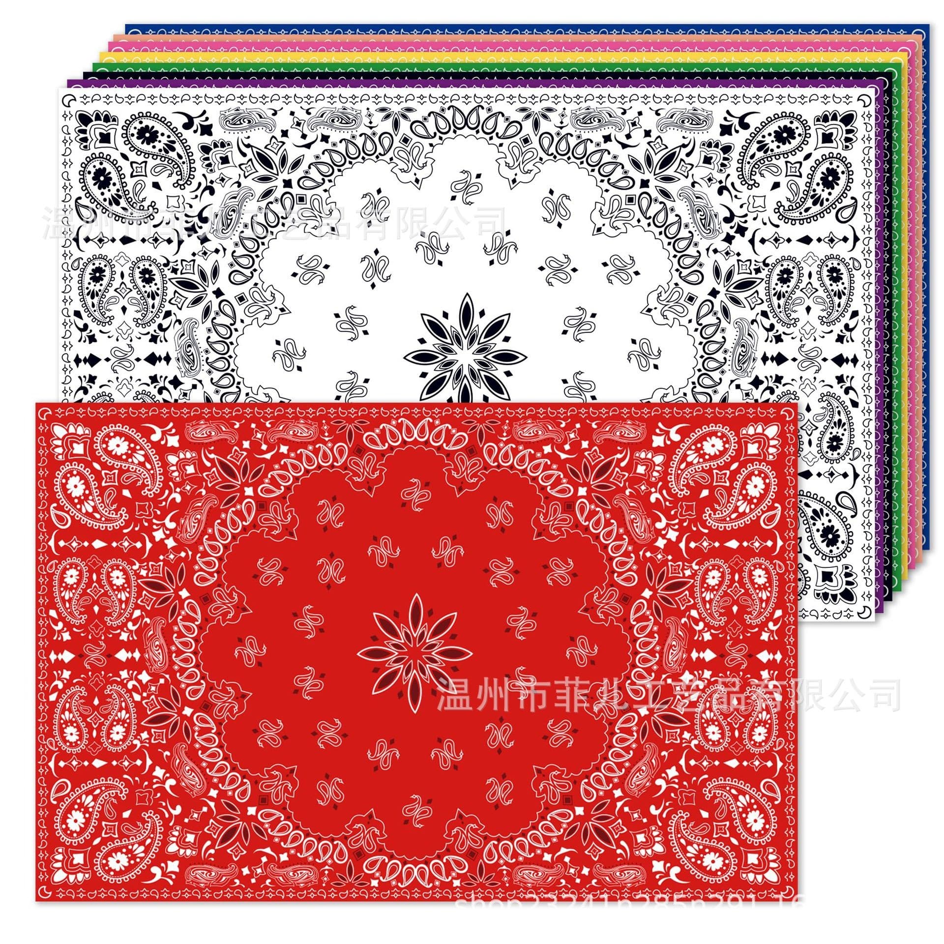 CA055 Paisley Square Placemat, Holiday Party Decor, Chinese Pattern Disposable Placemat