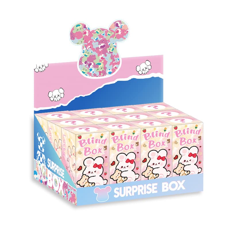 Blind box packaging box classic black and white tear-off style violent bear astronaut trendy Douyin blind box empty box internet celebrity