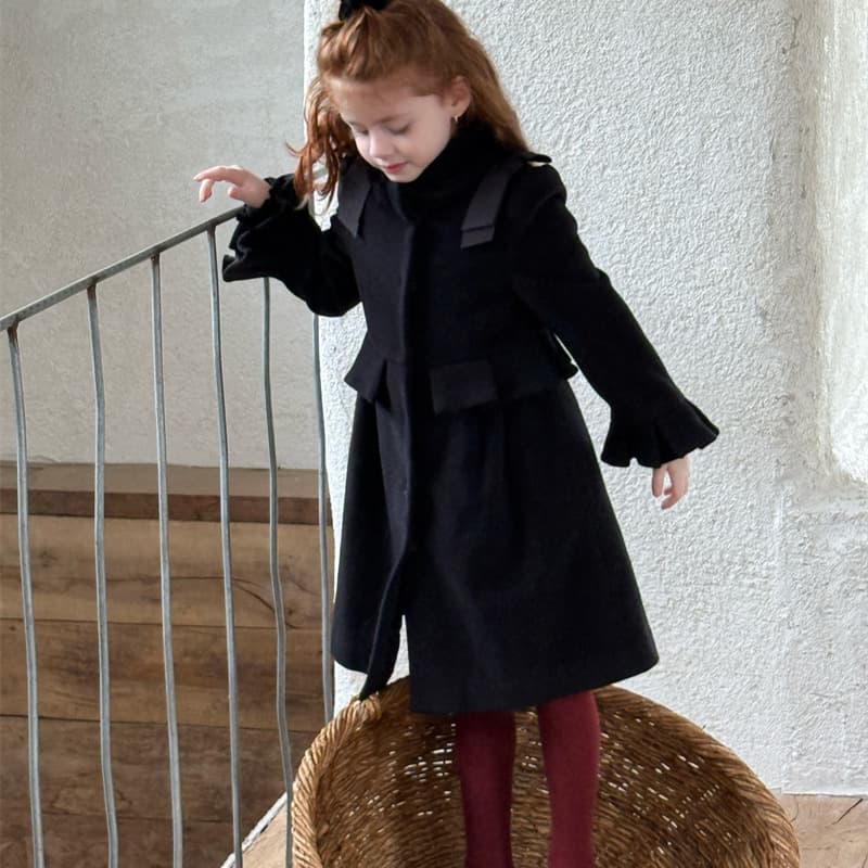 Chengle 25 Winter Girl's Thick Quilted Wool Coat Girl's Ruffle Hem Princess Style Elegant Coat Mid-Length