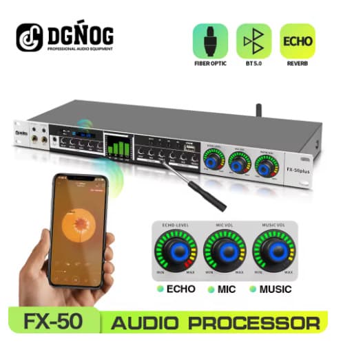 FX50 Karaoke Digital Audio Effects Processor with Bluetooth, Professional Audio Echo Effect System
