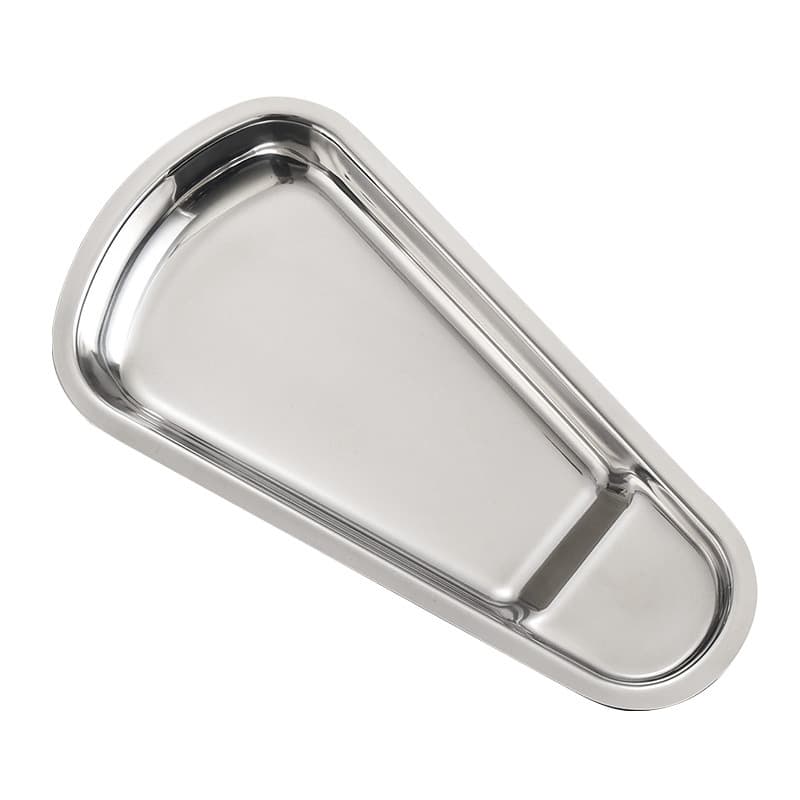 Thickened Stainless Steel Fan-Shaped Tray Spoon Holder Meal Clip Food Tongs Rest Rack Dishware Stand Fries Plate