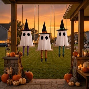 Cross-border E-commerce Halloween Hanging Swing Ghost Decoration, Halloween Little Ghost Atmosphere Decoration