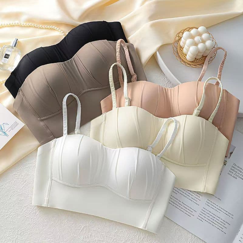 Slim Fit Fixed Bra Camisole Top Bra Adjustable Wrap Bustier Sweet Princess Style