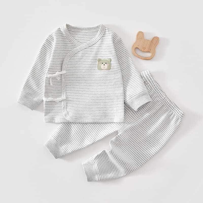 Newborn Baby Spring/Autumn Tie-Front Separates Set, Infant Winter Seamless Undershirt 0-3 Months